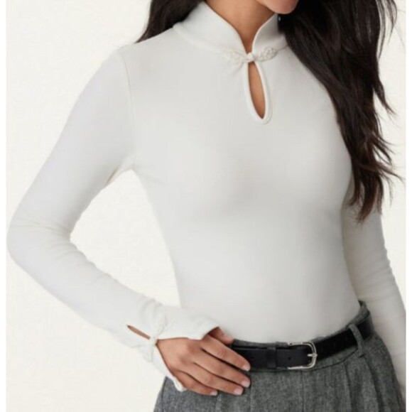 OGL Eco Mousse Thermal Brushed Long Sleeve Mandarin Collar Brami Top Size XL - Picture 1 of 15